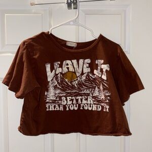 Altar'd State Brown Graphic Cropped Tee